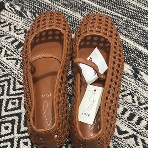 Joie Brown Leather Flats with Intricate Weave